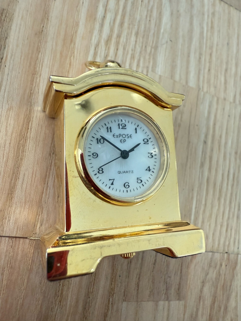 Expose Mini gold tone desk clock NEW BATTERY